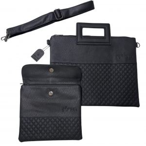 black leather square tefillin bag
