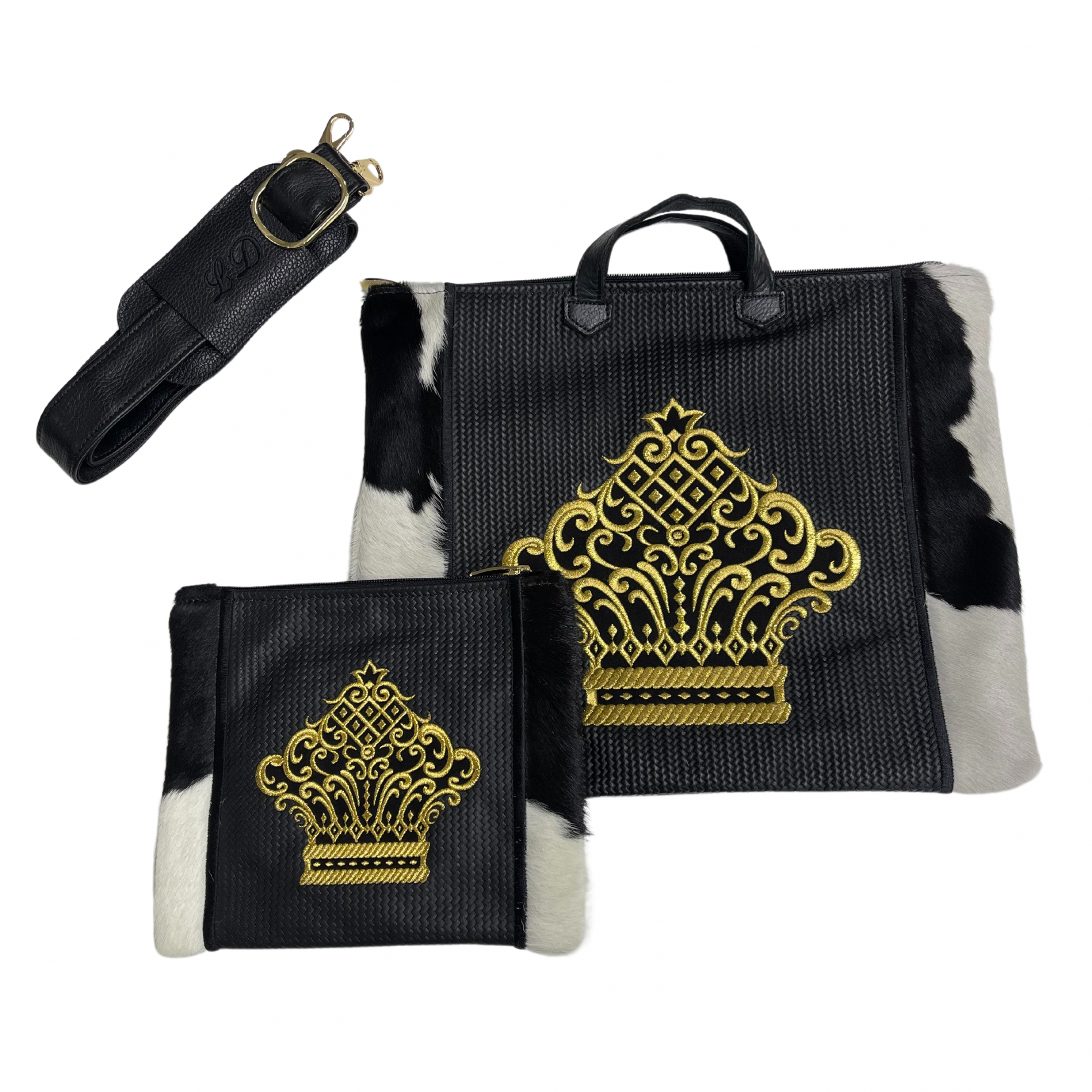 Crown Cow fur tefillin bag