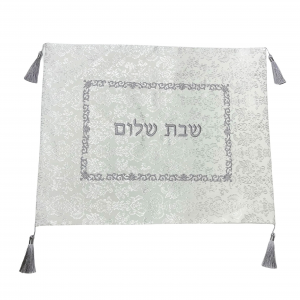grey and white challah cover