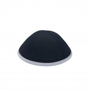 BLACK KIPPAH WHITE TRIM