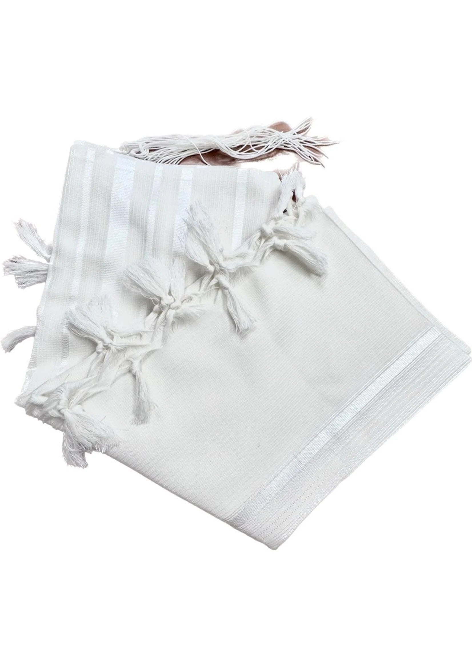 White and ailver tallit sepharadi thick