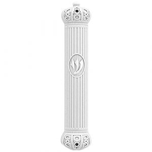 White plastic scroll Mezuzah