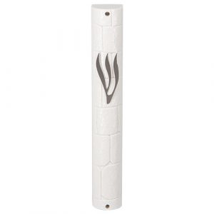 White plastic stone mezuzah