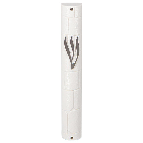 White plastic stone mezuzah